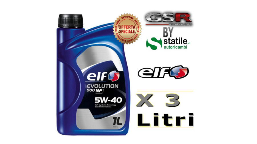 3 Litri Olio-Lubrificante Elf 5w40 Evolution 900 Nf Lt.1